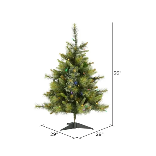 Hot The Holiday Aisle Cashmere 3' Green Pine Artificial Christmas Tree With 100 Dura-Lit Multi-Colored Lights With Stand