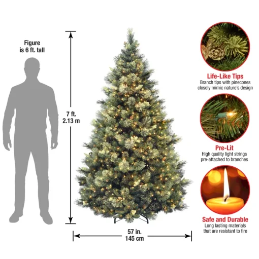 Best Sale Steelside Ceibhfhionn Pine Green Artificial Christmas Tree With Clear/White Lights