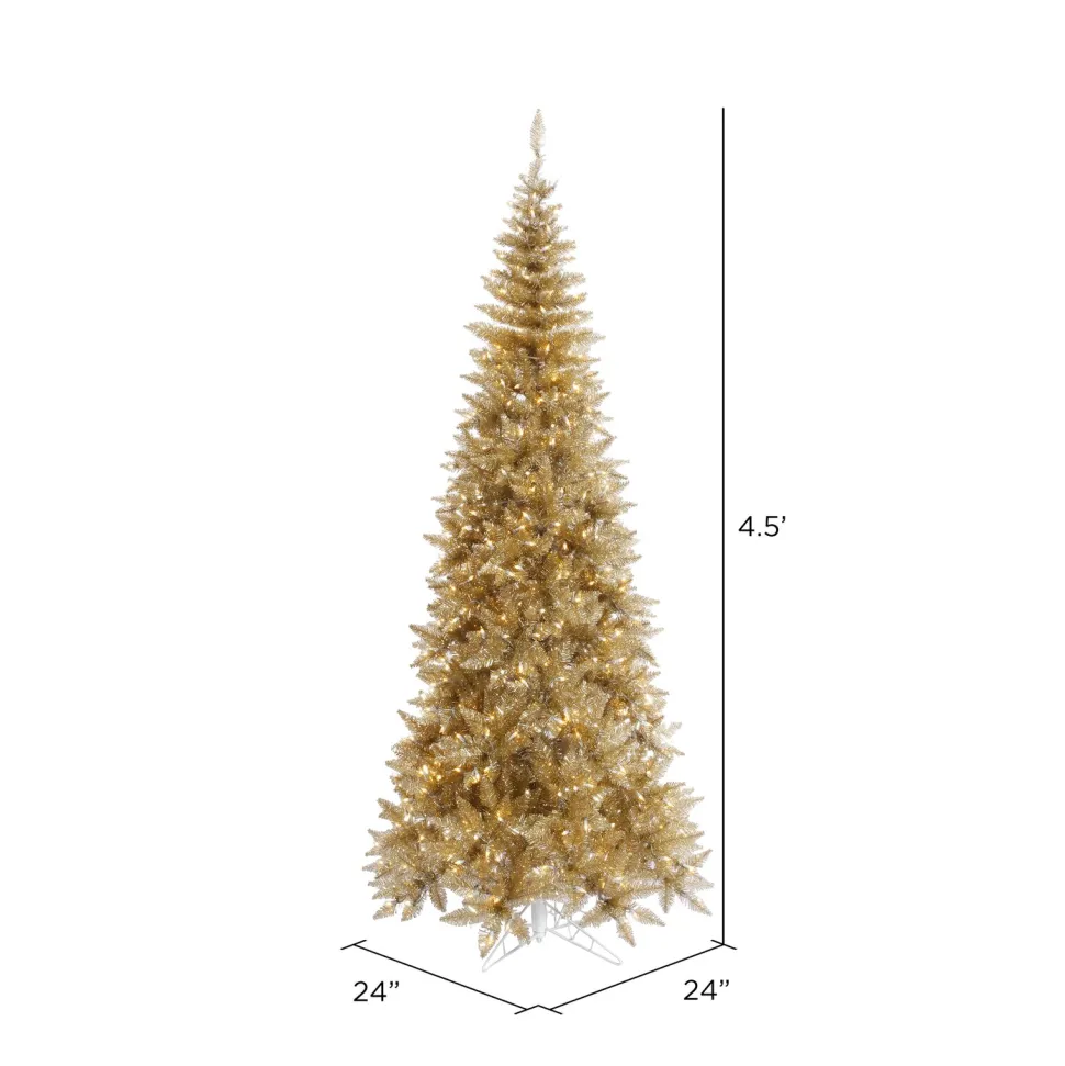 Discount The Holiday Aisle Champagne Tinsel Fir Slim Artificial Christmas Tree