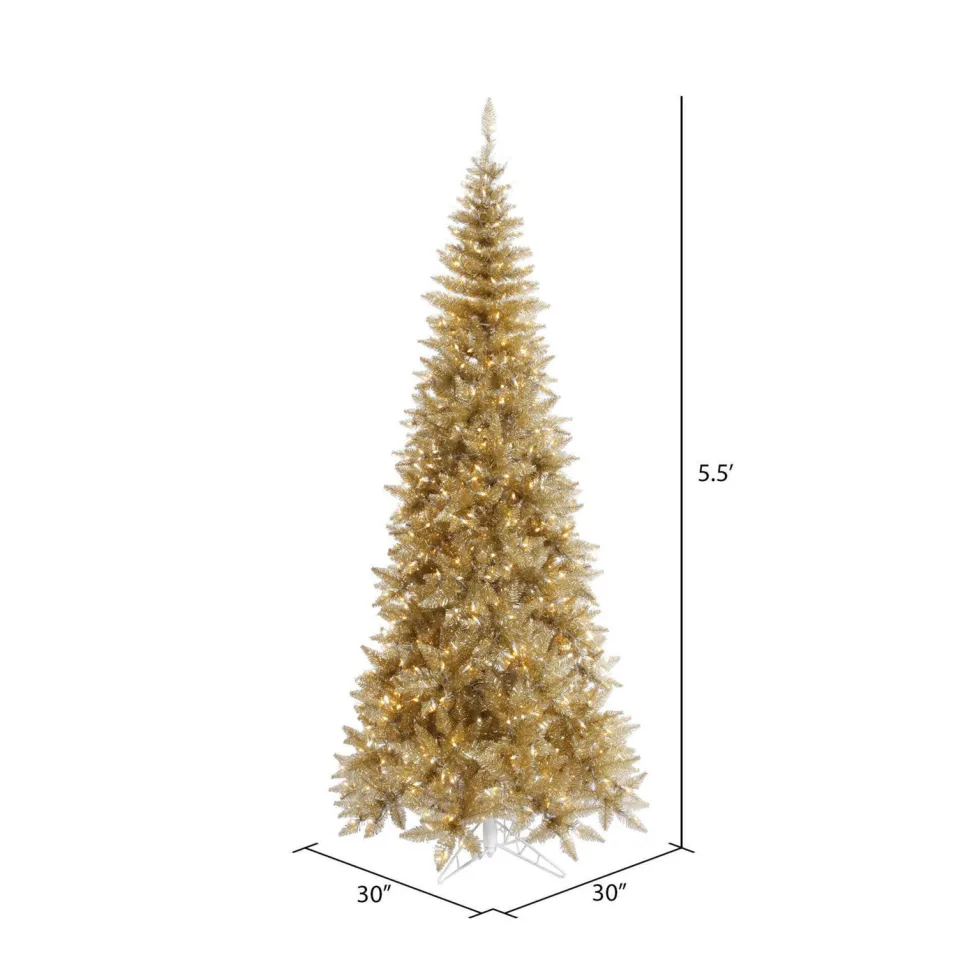 Discount The Holiday Aisle Champagne Tinsel Fir Slim Artificial Christmas Tree