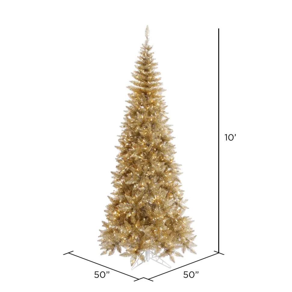 Discount The Holiday Aisle Champagne Tinsel Fir Slim Artificial Christmas Tree