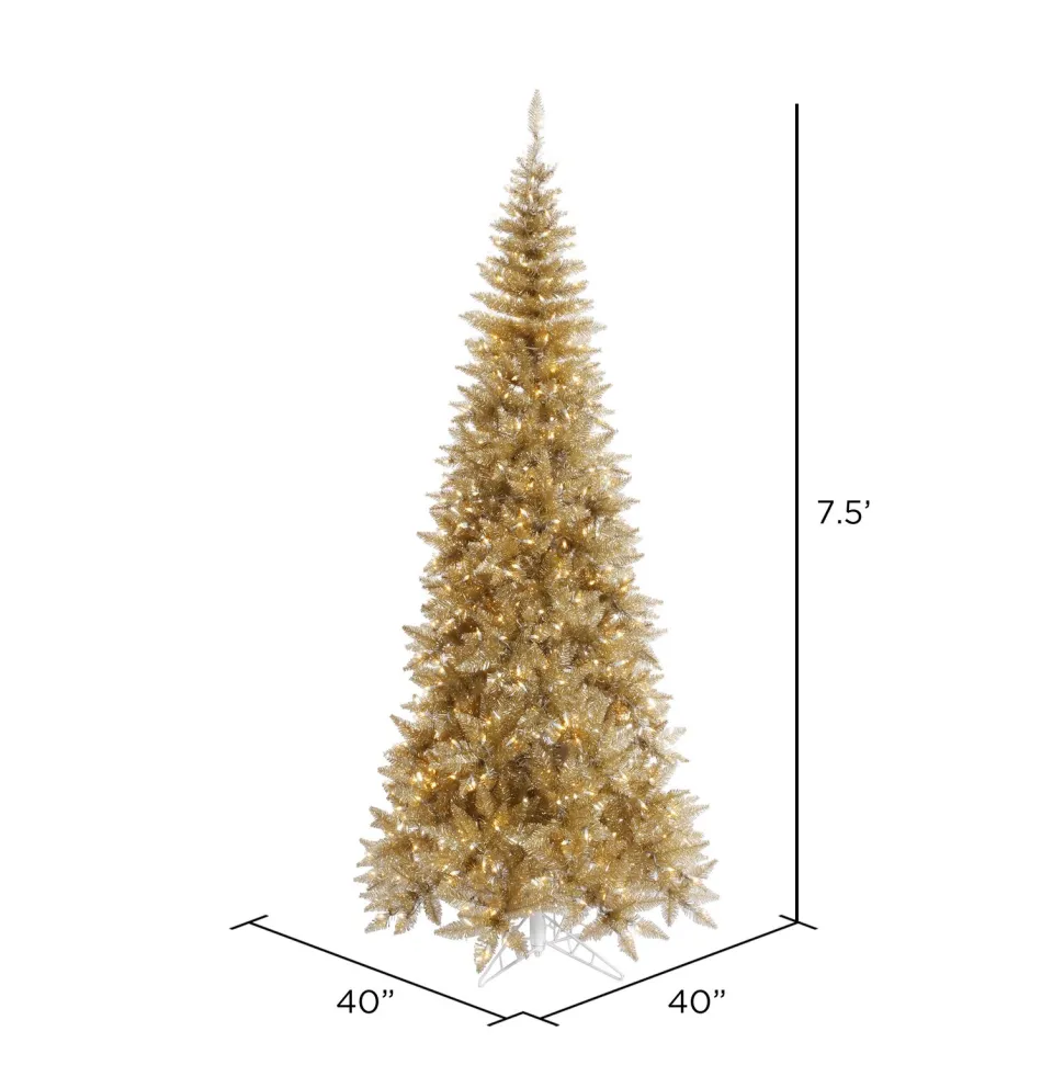Discount The Holiday Aisle Champagne Tinsel Fir Slim Artificial Christmas Tree