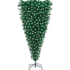 Fashion The Holiday Aisle Christmas Tree Decoration Upside-Down Artificial Tree With Leds Green
