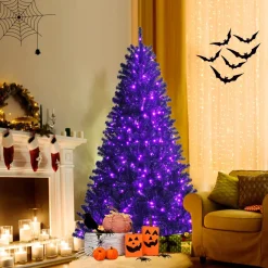 Best Sale Costway 72'' H Black Pine Cashmere Christmas Tree With 250 Led Lights