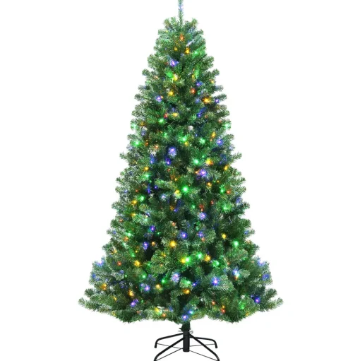Shop Costway Green Pine Cashmere Christmas Tree With Led Lights