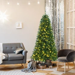 Shop Costway Green Pine Cashmere Christmas Tree With Led Lights