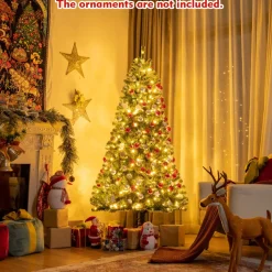 Shop Costway Green Pine Cashmere Christmas Tree With Led Lights