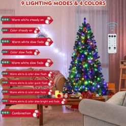 Shop Costway Green Pine Cashmere Christmas Tree With Led Lights