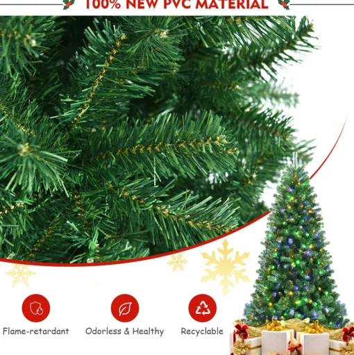 Shop Costway Green Pine Cashmere Christmas Tree With Led Lights