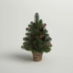 Discount Three Posts Crestwood 2' H Green Artificial Spruce Christmas Tree With 35 Multi-Color Lights