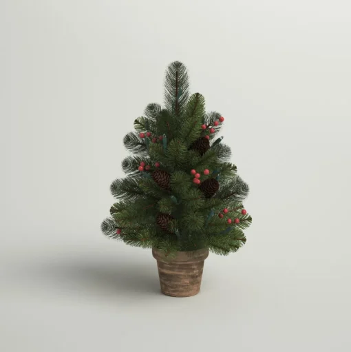 Discount Three Posts Crestwood 2' H Green Artificial Spruce Christmas Tree With 35 Multi-Color Lights