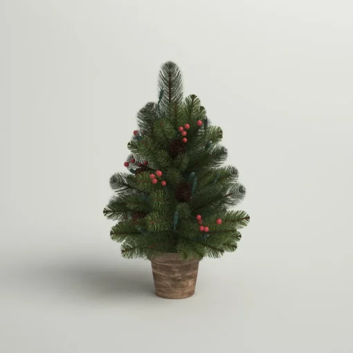 Discount Three Posts Crestwood 2' H Green Artificial Spruce Christmas Tree With 35 Multi-Color Lights