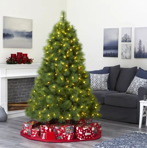 Discount The Holiday Aisle Easy Set-Up Lighted Artificial Scotch Pine Christmas Tree - Stand Included