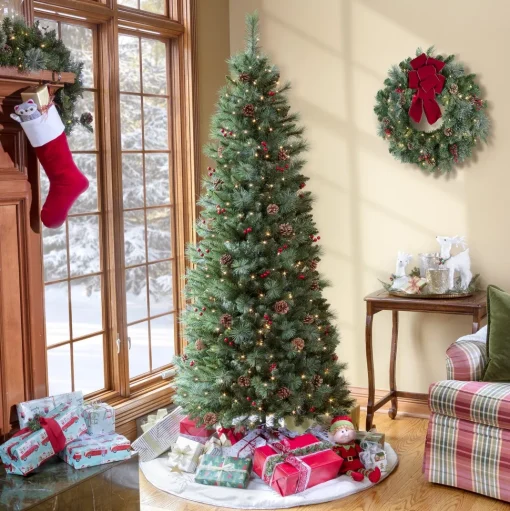 Outlet Three Posts Easy Stow 6' 6" H Green Realistic Artificial Pine Cashmere Christmas Tree 300 Led Lights