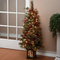 Best The Holiday Aisle Entrance 4' Green Pine Christmas Tree With 100 Clear Lights
