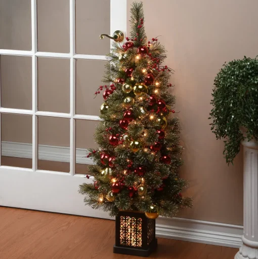 Best The Holiday Aisle Entrance 4' Green Pine Christmas Tree With 100 Clear Lights