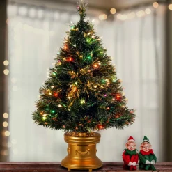 Store The Holiday Aisle Fiber Optic 3' Green Spruce Artificial Christmas Tree With 50 Multi-Color Lights