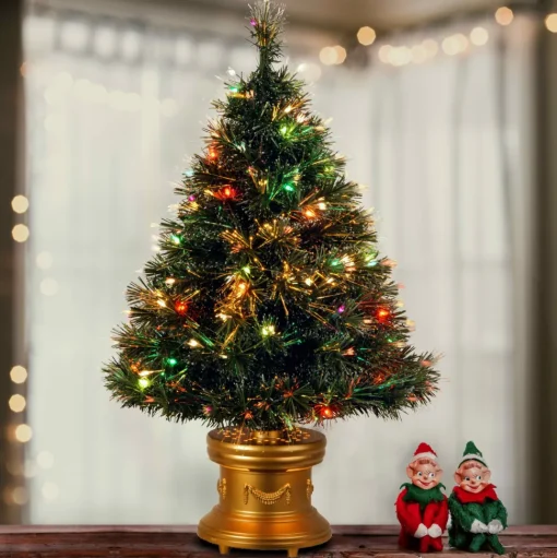 Store The Holiday Aisle Fiber Optic 3' Green Spruce Artificial Christmas Tree With 50 Multi-Color Lights