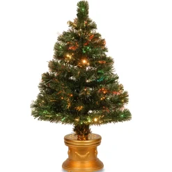 Cheap The Holiday Aisle Fiber Optic 2.67' H Extra Full Green Pvc Pine Christmas Tree Fiber Optic Color Changing/Combination Lights