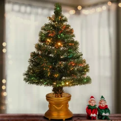 Cheap The Holiday Aisle Fiber Optic 2.67' H Extra Full Green Pvc Pine Christmas Tree Fiber Optic Color Changing/Combination Lights