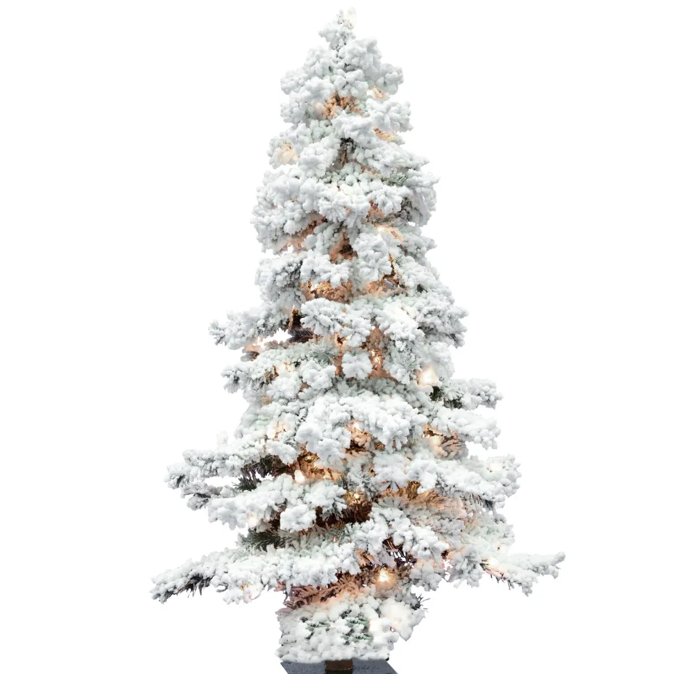 Fashion The Holiday Aisle Flocked Alpine 4' Spruce Trees White Artificial Christmas Tree With 150 Clear/White Lights