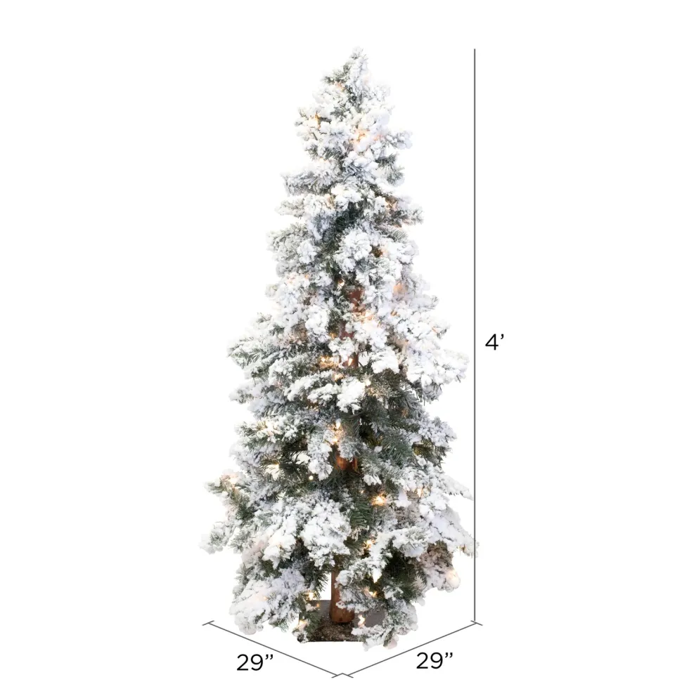 Fashion The Holiday Aisle Flocked Alpine 4' Spruce Trees White Artificial Christmas Tree With 150 Clear/White Lights