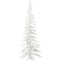 Shop The Holiday Aisle Flocked Kuna Pine 7.5' White Trees Artificial Chritmas Tree With 250 Led Clear/White Lights With Stand