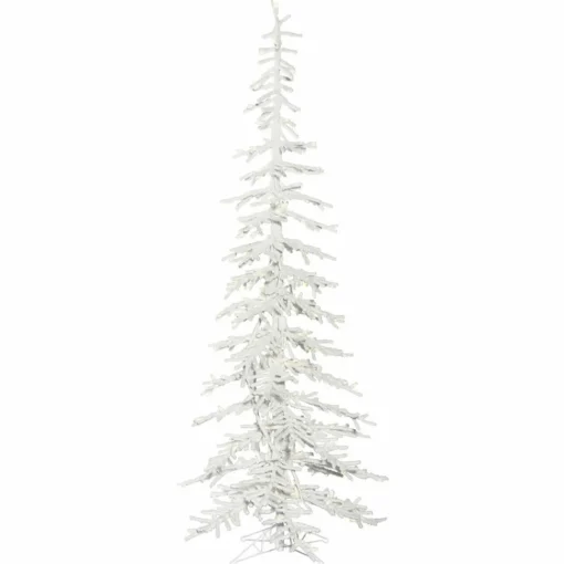 Shop The Holiday Aisle Flocked Kuna Pine 7.5' White Trees Artificial Chritmas Tree With 250 Led Clear/White Lights With Stand