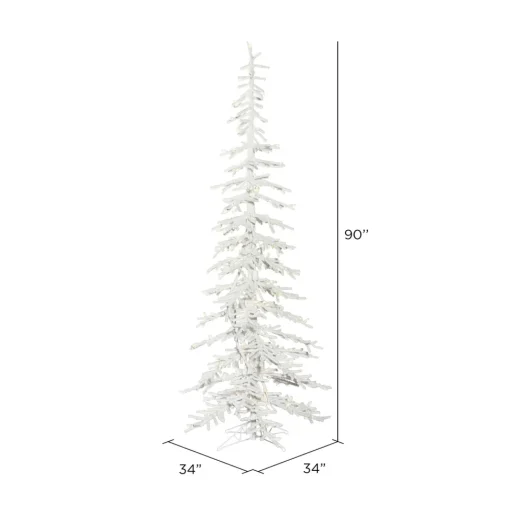 Shop The Holiday Aisle Flocked Kuna Pine 7.5' White Trees Artificial Chritmas Tree With 250 Led Clear/White Lights With Stand