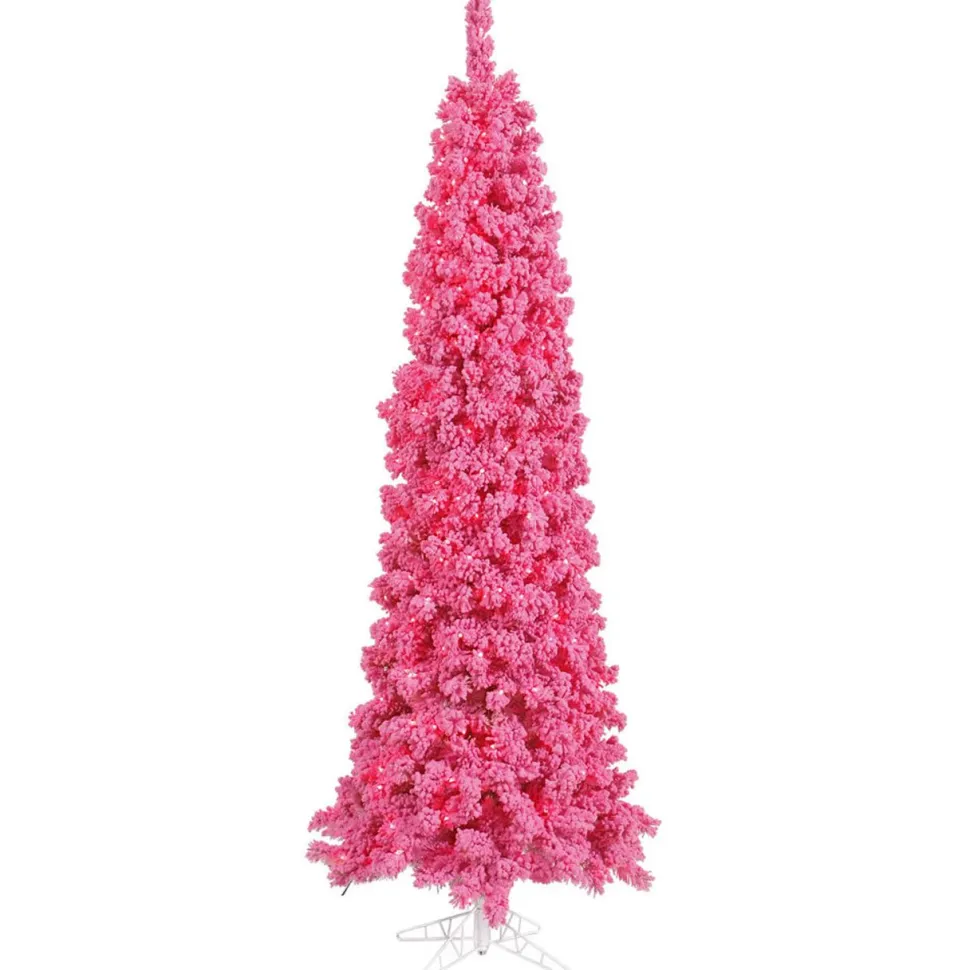 Cheap Hashtag Home Flocked Pink Fir Artificial Christmas Tree