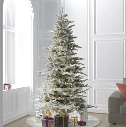 Cheap The Holiday Aisle Flocked Sierra 12' White Fir Artificial Christmas Tree With 1850 Led White Lights With Stand