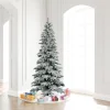 Fashion The Holiday Aisle Flocked Utica 9' White/Green Fir Trees Artificial Christmas Tree With 600 Incandescent With Stand