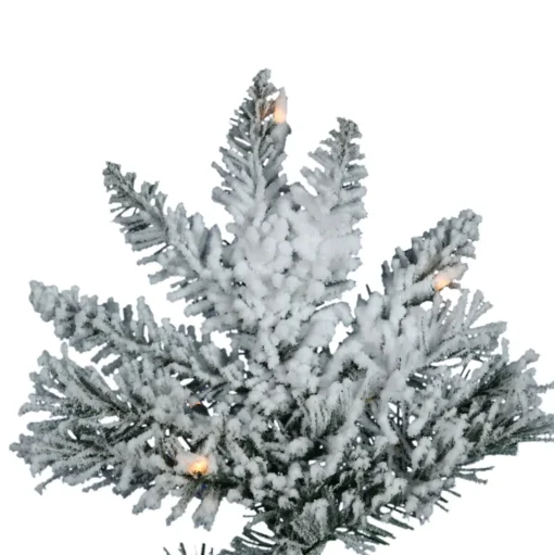 Fashion The Holiday Aisle Flocked Utica 9' White/Green Fir Trees Artificial Christmas Tree With 600 Incandescent With Stand