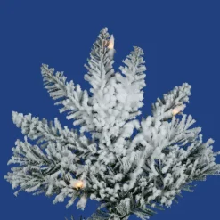 Fashion The Holiday Aisle Flocked Utica 9' White/Green Fir Trees Artificial Christmas Tree With 600 Incandescent With Stand
