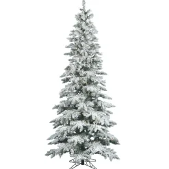 Fashion The Holiday Aisle Flocked Utica 9' White/Green Fir Trees Artificial Christmas Tree With 600 Incandescent With Stand