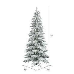 Fashion The Holiday Aisle Flocked Utica 9' White/Green Fir Trees Artificial Christmas Tree With 600 Incandescent With Stand