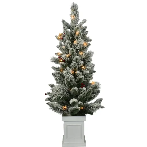 Cheap The Holiday Aisle 4-Foot Pre-Lit And Flocked Artificial Christmas Tree With Decorative Berries And 50 Lights