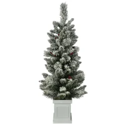 Cheap The Holiday Aisle 4-Foot Pre-Lit And Flocked Artificial Christmas Tree With Decorative Berries And 50 Lights