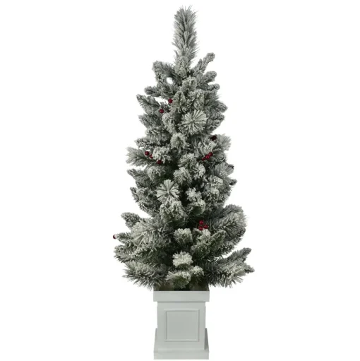 Cheap The Holiday Aisle 4-Foot Pre-Lit And Flocked Artificial Christmas Tree With Decorative Berries And 50 Lights