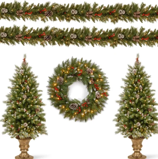 Outlet Andover Mills Frosted Berry Christmas Tree, Wreath And Garland Set