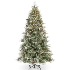 Best Sale The Holiday Aisle Frosted Mountain 7.6' H Green Artificial Spruce Christmas Tree With 750 Clear/White Lights