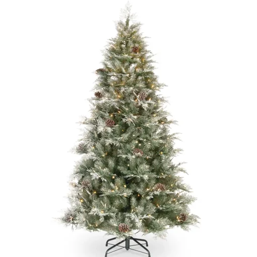 Best Sale The Holiday Aisle Frosted Mountain 7.6' H Green Artificial Spruce Christmas Tree With 750 Clear/White Lights