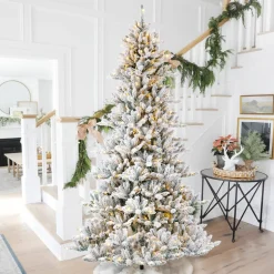 Online The Twillery Co. 9Ft Flocked Fir Artificial Christmas Tree With 650 Warm White Lights