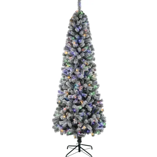 Store The Holiday Aisle 7Ft Prelit Flocked Tree With Dual Lights