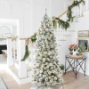 Best The Twillery Co. 7.5Ft Slender Flocked Pine Christmas Tree With 350 Led Lights