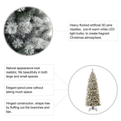 Best The Twillery Co. 7.5Ft Slender Flocked Pine Christmas Tree With 350 Led Lights