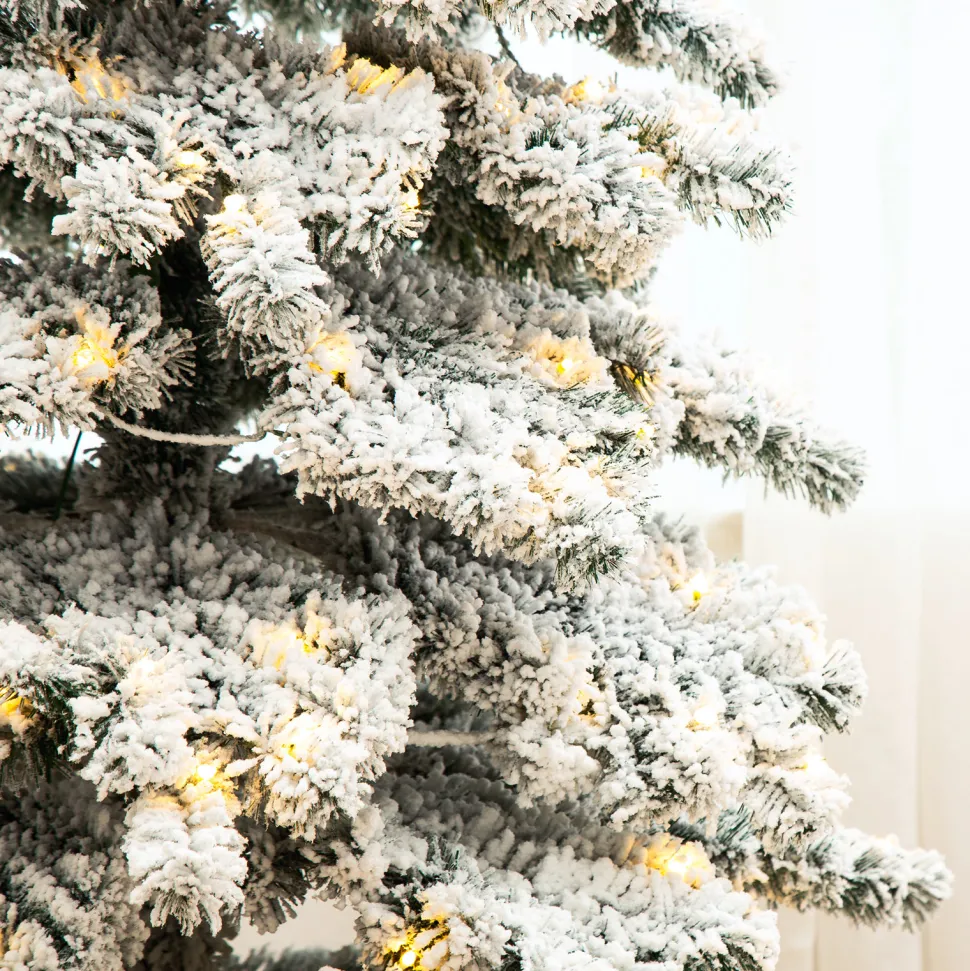 Best The Holiday Aisle 9Ft Slender Flocked/Frosted Spruce Christmas Tree With 500 Led Lights