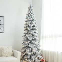 Best The Holiday Aisle 9Ft Slender Flocked/Frosted Spruce Christmas Tree With 500 Led Lights