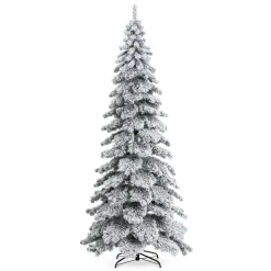Best The Holiday Aisle 9Ft Slender Flocked/Frosted Spruce Christmas Tree With 500 Led Lights