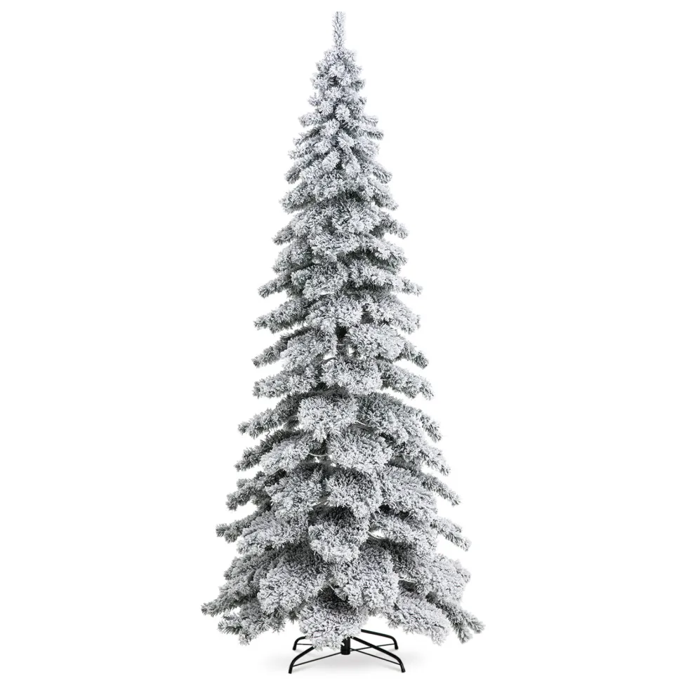 Best The Holiday Aisle 9Ft Slender Flocked/Frosted Spruce Christmas Tree With 500 Led Lights